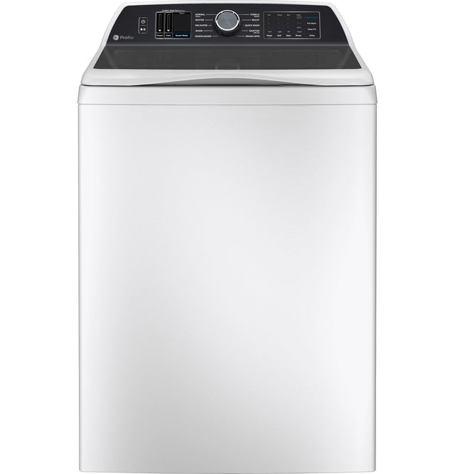 GE Profile 5.4 cu. ft. Capacity Washer with Smarter Wash Technology and FlexDispense PTW700B-White