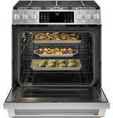 Café 30" Slide-In Front Control Gas Oven with Convection Range with Warming Drawer CGS700P2MS1