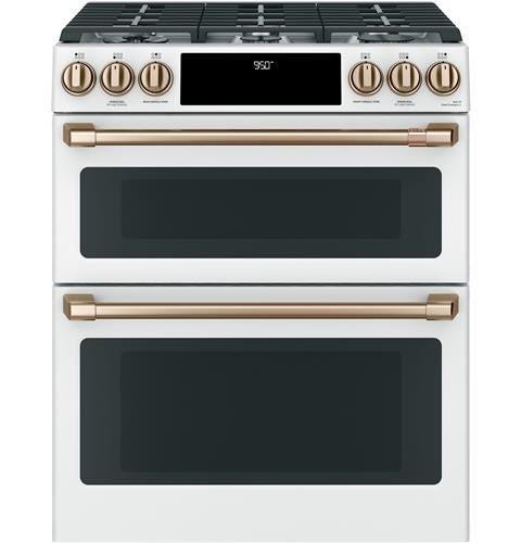 Café 30" Slide-In Front Control Dual-Fuel Double Oven with Convection Range C2S950P4MW2