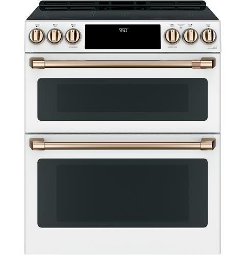 Café 30" Slide-In Front Control Induction and Convection Double Oven Range CHS950P4MW2