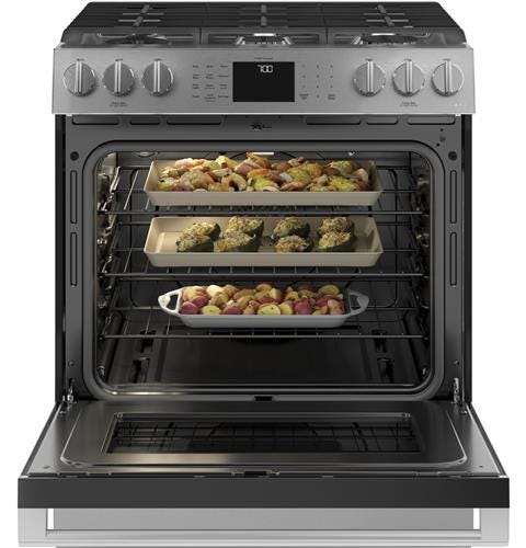 Café 30" Slide-In Front Control Gas Oven with Convection Range with Warming Drawer CGS700M2NS5