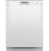 GE Front Control with Plastic Interior Dishwasher with Sanitize Cycle Dry Boost GDF550PGRWW-White