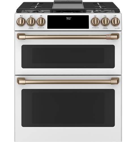 Café 30" Slide-In Front Control Dual-Fuel Double Oven with Convection Range C2S950P4MW2