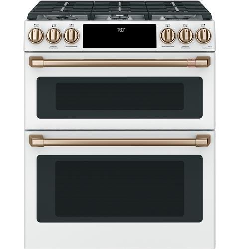 Café 30" Slide-In Front Control Gas Double Oven with Convection Range CGS750P4MW2