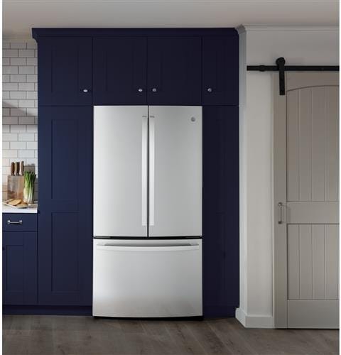 GE ENERGY STAR 23.1 Cu. Ft. Counter-Depth Fingerprint Resistant French-Door Refrigerator GWE23GYNFS