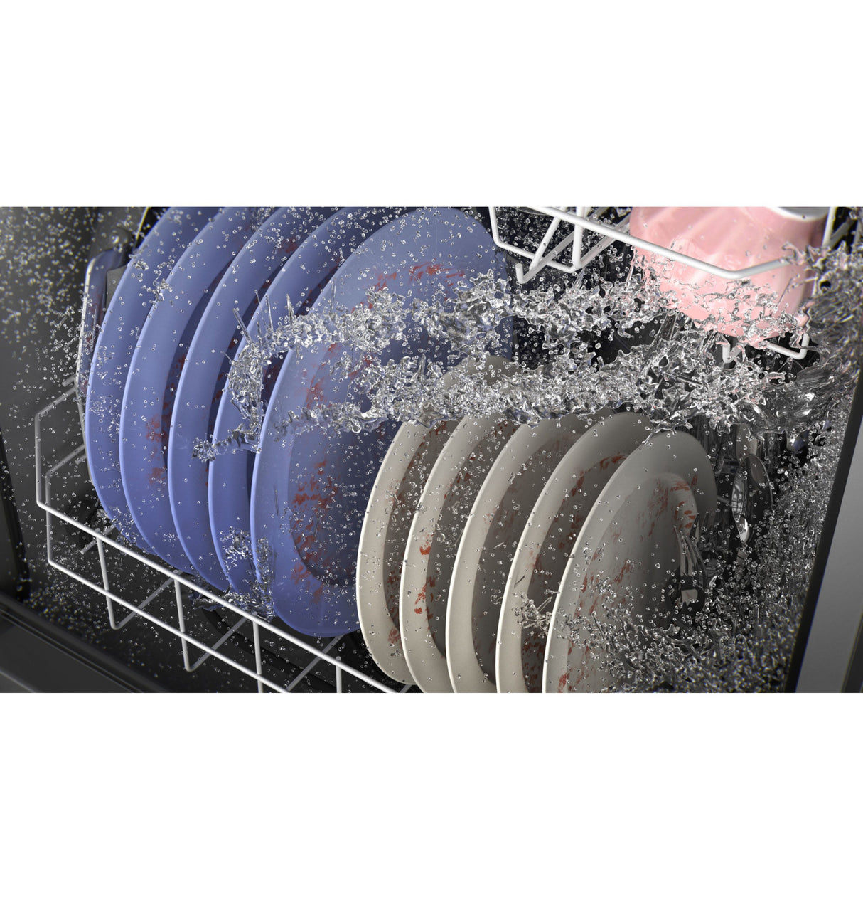 GE Top Control with Plastic Interior Dishwasher with Sanitize Cycle Dry Boost GDP630PGRWW