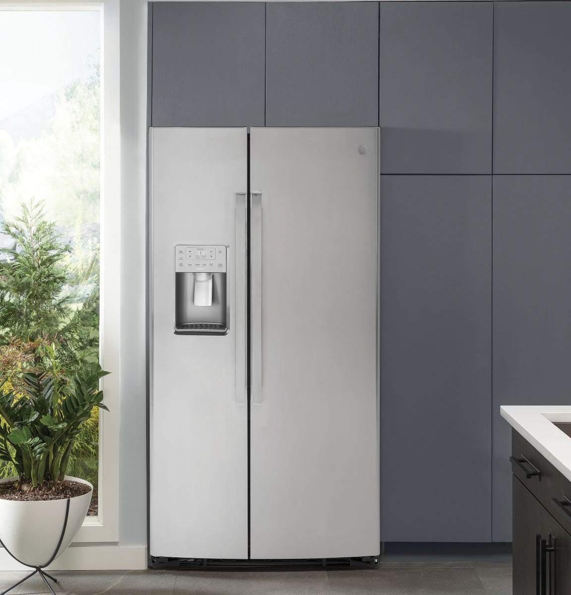 GE Profile™ 21.9 Cu. Ft. Counter-Depth Side-By-Side Refrigerator PZS22MYKFS