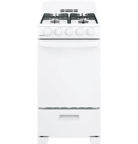 Hotpoint 20" Front-Control Free-Standing Gas Range with Sealed Burners RGAS200DMWW