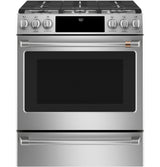 Café 30" Slide-In Front Control Gas Oven with Convection Range with Warming Drawer CGS700P2MS1