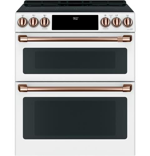 Café 30" Slide-In Front Control Induction and Convection Double Oven Range CHS950P4MW2