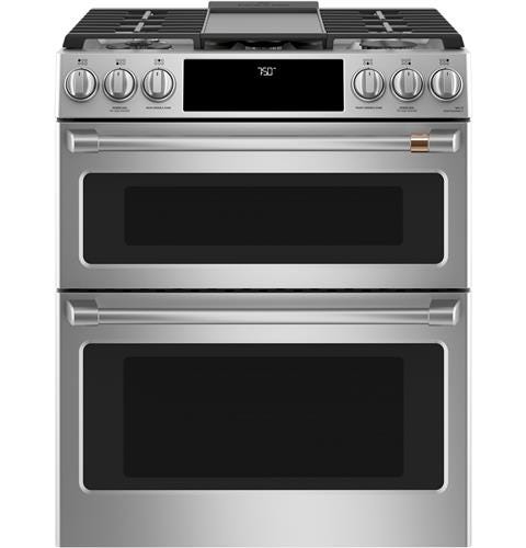 Café 30" Slide-In Front Control Gas Double Oven with Convection Range CGS750P2MS1