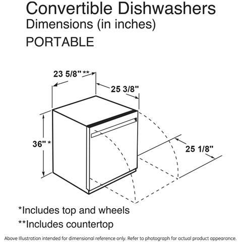 GE 24" Stainless Steel Interior Portable Dishwasher with Sanitize Cycle GPT225SGLWW