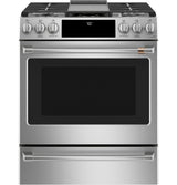 Café 30" Slide-In Front Control Gas Oven with Convection Range with Warming Drawer CGS700P2MS1