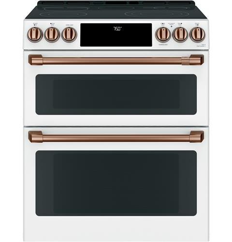 Café™ 30" Slide-In Front Control Radiant and Convection Double Oven Range CES750P4MW2