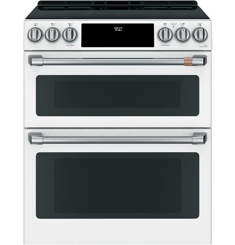 Café 30" Slide-In Front Control Induction and Convection Double Oven Range CHS950P4MW2