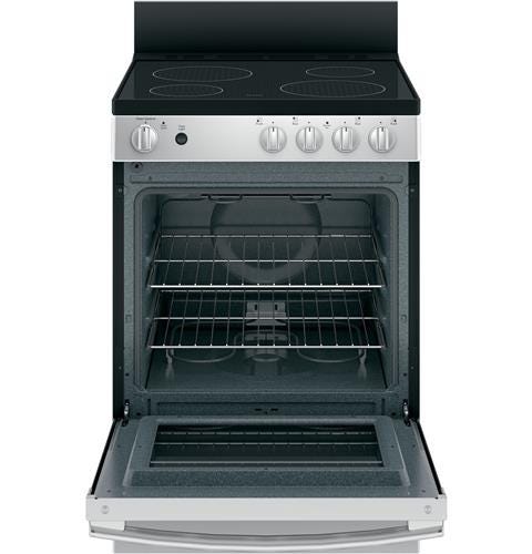 GE® 24" Free-Standing/Slide-in Front Control Range with Steam Clean and Large Window JAS640RMSS