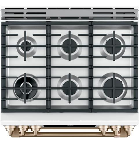 Café 30" Slide-In Front Control Dual-Fuel Double Oven with Convection Range C2S950P4MW2