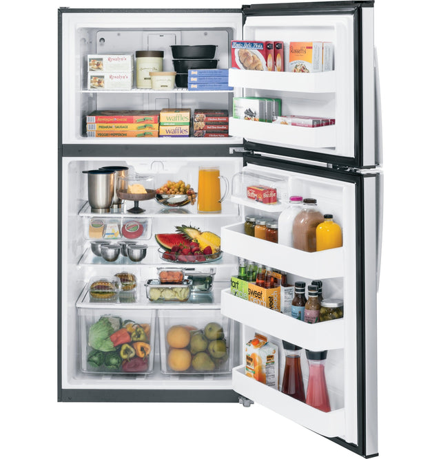 GE ENERGY STAR 21.1 Cu. Ft. Top-Freezer Refrigerator GTE21G-Stainless Steel