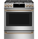 Café 30" Slide-In Front Control Gas Oven with Convection Range with Warming Drawer CGS700P2MS1