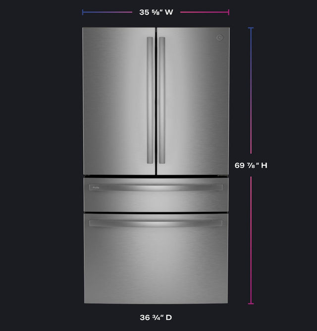 GE Profile Series ENERGY STAR 29 Cu. Ft. Smart Fingerprint Resistant 4-Door French-Door Refrigerator with Door In Door PGD29BYTFS