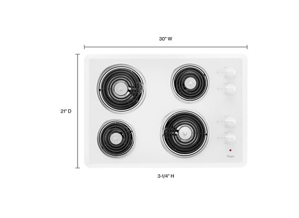 Whirlpool® 30" Electric Cooktop WCC31430AW