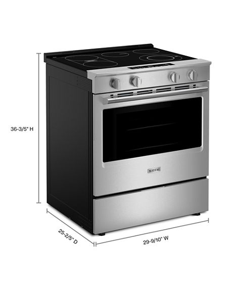 Maytag 30-Inch Wide Slide-In Electric Range with Grill Mode and No Preheat Air Fry - 5.3 Cu. Ft. MSES7030SZ