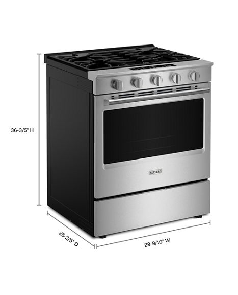 Maytag 30-Inch Wide Slide-In Gas Range with Grill Mode and No Preheat Air Fry - 5.0 Cu. Ft. MSGS7030SZ