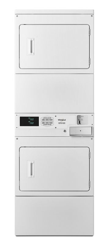 Whirlpool Commercial Gas Stack Dryer with Factory-Installed Coin Drop and Coin Box CGSP2958JQ
