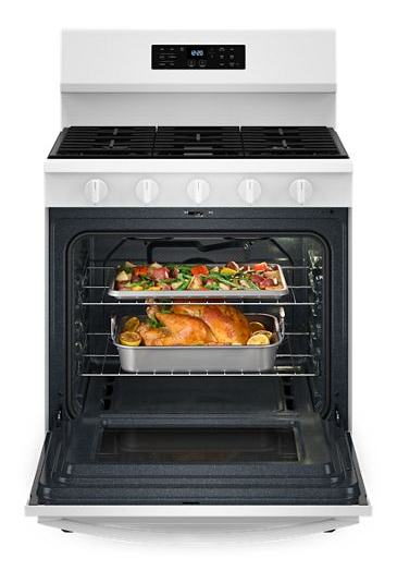 Whirlpool 30-inch Gas Range with Air Cooking Technology, No Preheat Air Fry and Air Baking and Self Clean WFGS5030RW