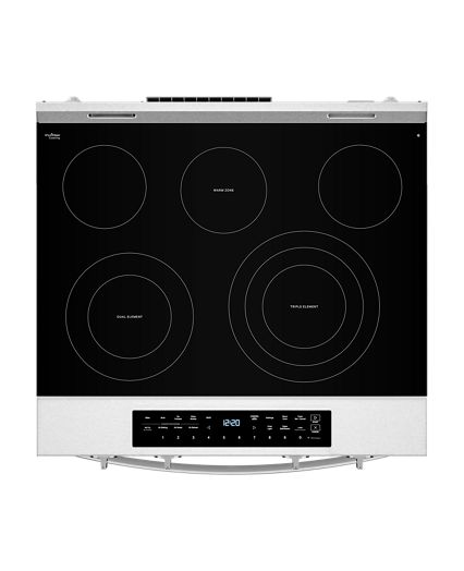 Whirlpool 30-inch Smart Slide in Electric Range with Air Cooking Technology, No Preheat Air Fry, WipeClean™ Coating, Steam/Self Clean and High Speed Preheat WSES7530RZ