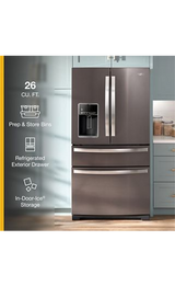 Whirlpool 36-inch Wide 4 Door Refrigerator with Prep & Store Bins - 26 Cu. Ft. WRMF7736PV