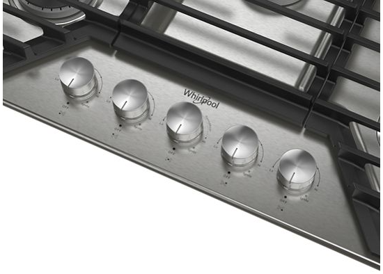 Whirlpool 30-inch Gas Cooktop with Fifth Burner WCGK7030PS