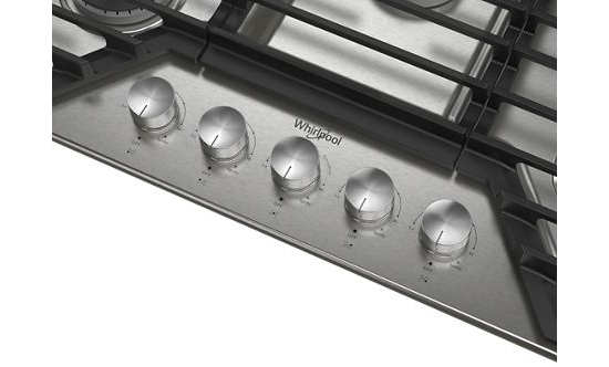 Whirlpool 36-inch Gas Cooktop with Fifth Burner WCGK7036PS