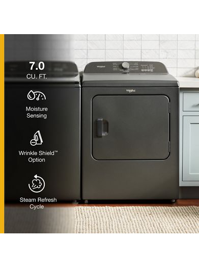 7.0 Cu. Ft. Whirlpool® Top Load Electric Dryer with Moisture Sensor WED6150PB