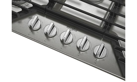 Whirlpool 36-inch Gas Cooktop with EZ-2-Lift™ Hinged Cast-Iron Grates WCGK5036PS