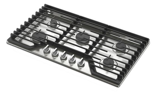 Whirlpool 36-inch Gas Cooktop with EZ-2-Lift™ Hinged Cast-Iron Grates WCGK5036PS