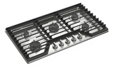 Whirlpool 36-inch Gas Cooktop with EZ-2-Lift™ Hinged Cast-Iron Grates WCGK5036PS