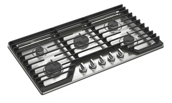 Whirlpool 36-inch Gas Cooktop with EZ-2-Lift™ Hinged Cast-Iron Grates WCGK5036PS