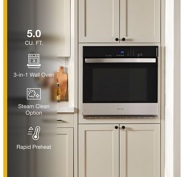 Whirlpool 5.0 Cu. Ft. Single Self-Cleaning Wall Oven WOES3030LS