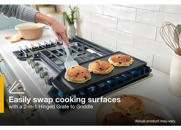 Whirlpool 30-inch Gas Cooktop with 2-in-1 Hinged Grate to Griddle WCGK7530PS