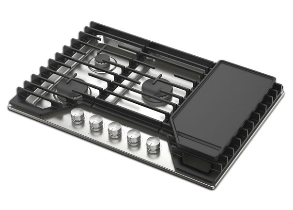 Whirlpool 30-inch Gas Cooktop with 2-in-1 Hinged Grate to Griddle WCGK7530PS
