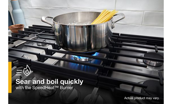 Whirlpool 36-inch Gas Cooktop with EZ-2-Lift™ Hinged Cast-Iron Grates WCGK5036PB