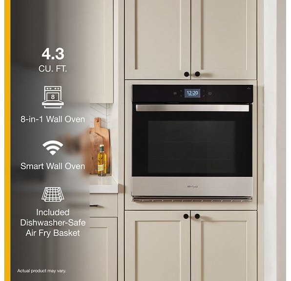Whirlpool 4.3 Cu. Ft. Single Smart Wall Oven with Air Fry WOES7027PZ
