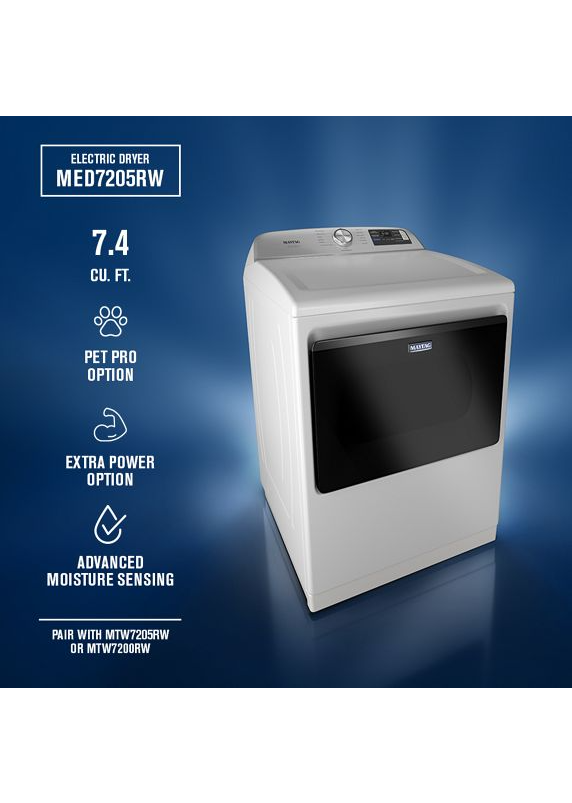 Maytag 7.4 cu ft. Smart Top Load Dryer with Pet Pro Option MED7205RW