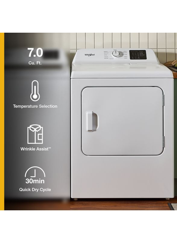 Whirlpool 7.0 cu. ft. Gas Long Vent Dryer with Adaptive Dry - Vented Top Load Matching WGD4105LSW