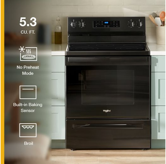 Whirlpool 30-inch Electric Range with Steam Clean WFES3330RB