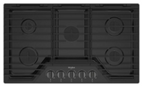 Whirlpool 36-inch Gas Cooktop with EZ-2-Lift™ Hinged Cast-Iron Grates WCGK5036PV