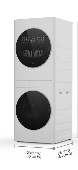 Whirlpool Compact ENERGY STAR® Ventless Heat Pump Laundry Tower with 2.7-cu ft Washer and Electric 4.3-cu ft Dryer WFH5424SW