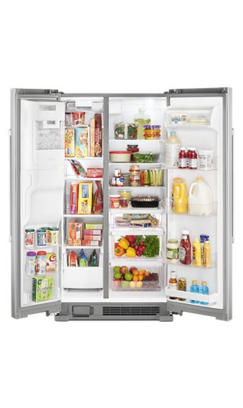 Maytag 36-Inch Wide Side-by-Side Refrigerator with Exterior Ice and Water Dispenser - 25 Cu. Ft. MSS25C4MGZ