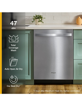 Whirlpool® 24-Inch Top Control Dishwasher with Total Coverage Wash and Auto Open Air Dry in Fingerprint Resistant Stainless Steel WDTS8024SZ